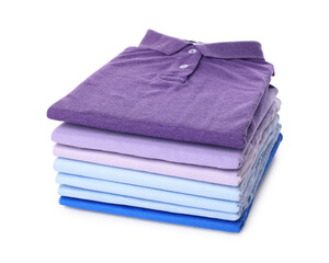 Wall Mural - Stack of clean colorful t-shirts isolated on white