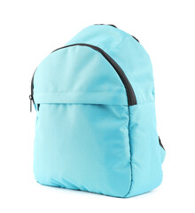 Sticker - One stylish light blue backpack isolated on white