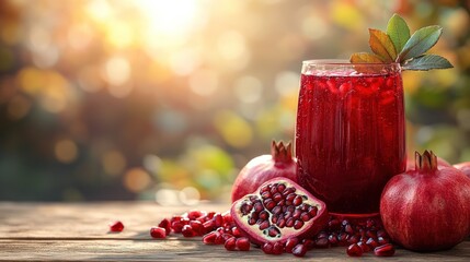 Wall Mural - Pomegranate Juice and Fruit