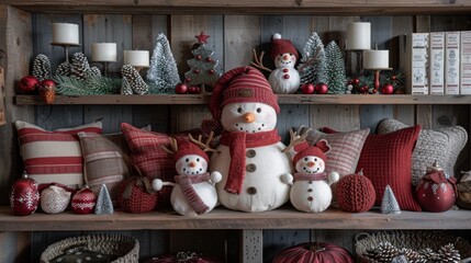 Sticker - Create a whimsical display of plush reindeer, snowmen, and Santa figurines on side tables and shelves for a touch of