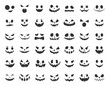© angelmaxmixam - Pumpkin Halloween smile. Black Halloween face icon set. Spooky pumpkin smile on white background. Design for the holiday Halloween. Vector illustration.