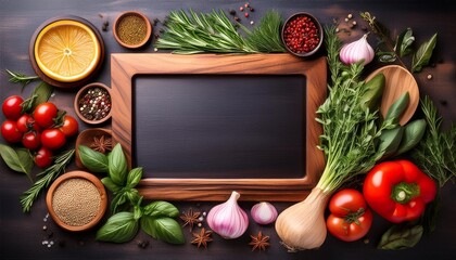 frame with vegetables