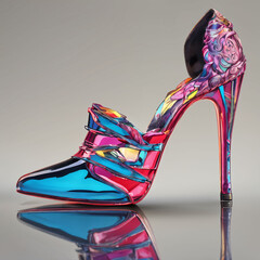 high heel shoe, hue colors