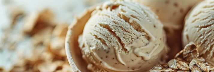 Wall Mural - Close-up of plant-based oatmeal ice cream