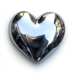 Wall Mural - A shiny, metallic heart shape reflecting light and surroundings.