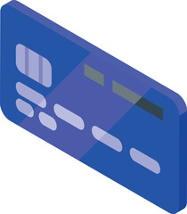 Poster - Blue credit card lying on a white background, isometric view