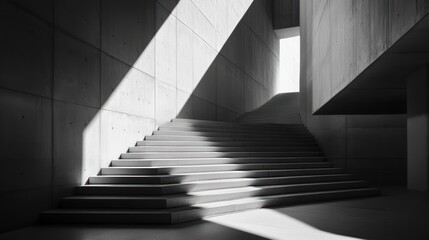 Wall Mural - Concrete Staircase with Sunbeams in Modern Architecture