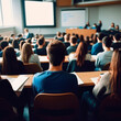 © 3r1k_ai - Back view of students in a lecture, classroom, college. Back to school.