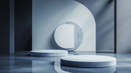 Wall Mural - Concrete Podiums in Modern Minimalist Interior