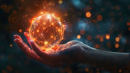 hand carrying a connected earth of technology