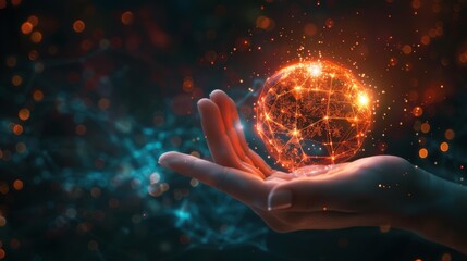 hand carrying a connected earth of technology