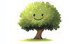 © samrit - Adorable cartoon tree with a round canopy, bright smile, and playful branches on a clean white background, generative AI style