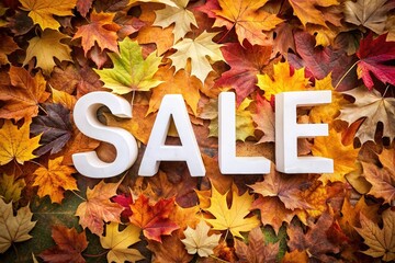 Wall Mural - Autumn Sale background, banner, poster or flyer design. Illustration with bright beautiful leaves and text. Template for advertising, web, social and fashion ads