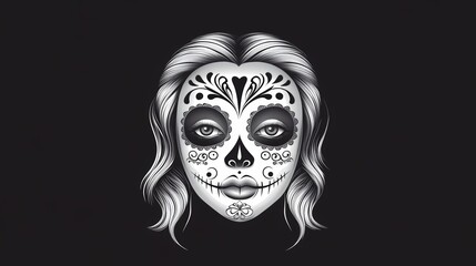 Wall Mural - A woman's face with a skull on it