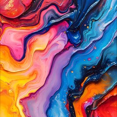 Canvas Print - vibrant acrylic painting with futuristic invitation card design in