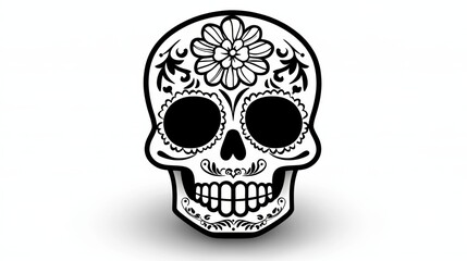 Wall Mural - A skull with a flower on it