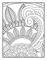 Coloring pages for children and adults. Blooming garden illustration hand drawing. Flower pattern in black and white for adult coloring book. Zentangle art drawing pattern. 