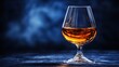 © BOJOShop - Glass of Amber Liquid on Dark Blue Background