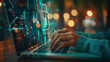 © Irina.Pl - Cyber security concept: Hands working on laptop with digital lock hologram