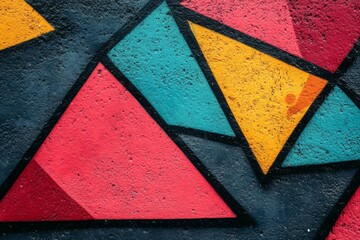 Sticker - Geometric abstract wall art with vivid triangles and bold colors capturing the modern dynamic energy of contemporary design and artistic expression