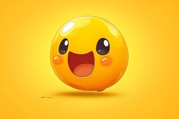 Sticker - Yellow Cartoon Emoji Ball with Big Eyes and a Happy Expression Capturing Innocence Joy and Positivity in a Bright and Cheerful Style