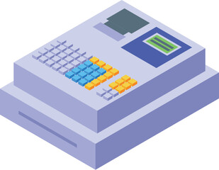 Sticker - Modern cash register with buttons and display for paying in the supermarket