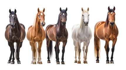 Wall Mural - horse collection (portrait, standing), animal bundle isolated on a white background as transparent PNG