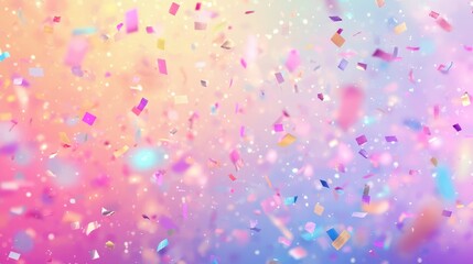 Canvas Print - Colorful Confetti Falling on a Pink and Blue Gradient Background