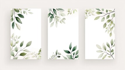 set of three abstract posters with floral art