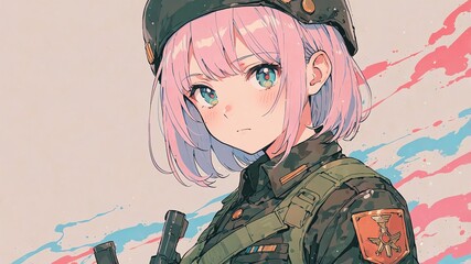 Soft pastel black luster soldier anime style illustration concept background