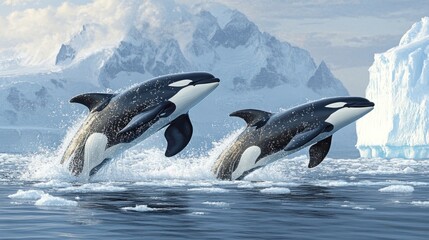 Poster - Orcas Leaping in the Arctic