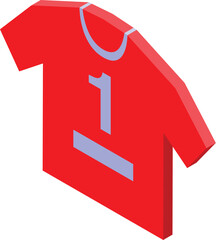 Sticker - Red t shirt with number one representing sport team uniform isometric icon