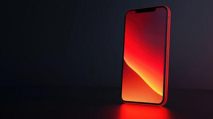 red smartphone on dark background