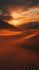 Wall Mural - Sunset over sand dunes in the desert