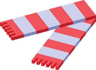 Sticker - Red and white striped scarf lying folded over on a white background