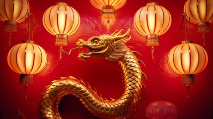 Wall Mural - Concept of Happy Chinese New Year. Chinese new year still life of snake celebration. Chinese characters on the object means to fortune, good luck, wealth, and money flow.