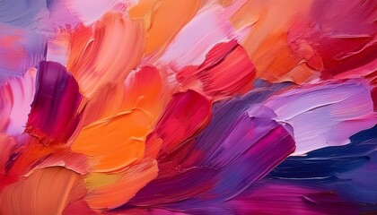 Wall Mural - this artwork features a lively blend of red orange pink and purple brushstrokes on a vibrant abstract background aig62