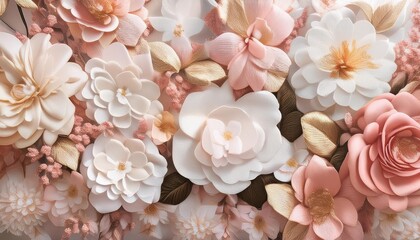 Wall Mural - blush and white flower mural digital art illustration for wallpaper