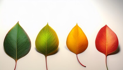 Wall Mural - process of color change of a pear leaf