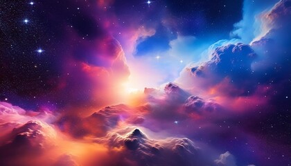 Wall Mural - beautiful colorful nebula clouds cosmic illustration