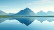 © BOJOShop - Mountain Reflection in Calm Lake Water with Clear Blue Sky