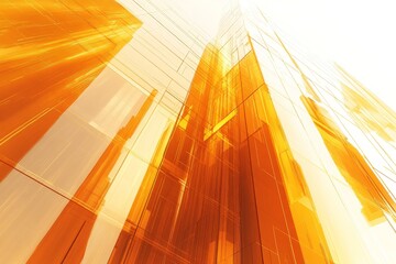 Wall Mural - sunlight streaming through futuristic orange crystal structures in a dynamic composition