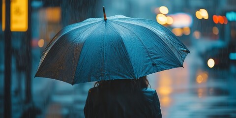 Poster - Person holding umbrella in rain