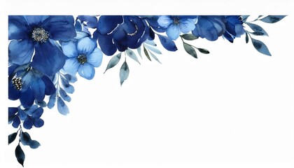 Wall Mural - dark blue watercolor corner border effect