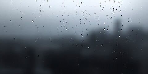 Sticker - Rainy Window Blur: A cool, grey blurred background with the effect of raindrops on a window, creating a moody and contemplative atmosphere. 