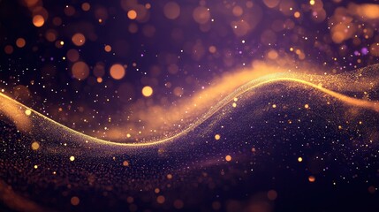 Wall Mural - Futuristic technology wave background with glowing lines and bokeh. Light shine particles bokeh holiday concept. with generative ai