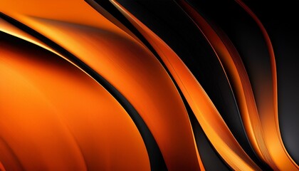 Wall Mural - black and orange abstract background with a curved design illustration