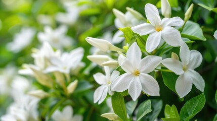 Sticker - Close up image of white jasmine blooms