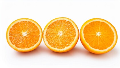 Wall Mural - three orange slices on a white isolated background