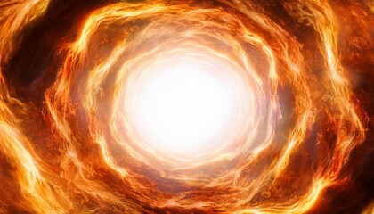 Canvas Print - fire plasma tunnel moving through space with a dazzling white light at the end of the tunnel simulating a near death or psychedelic experience